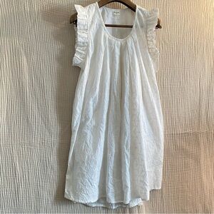 Cost Plus World Market White Cotton Eyelet Ruffle Sleeve A-Line Dress L/XL Beach